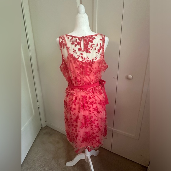 ELLE coral sheer with lace sleeveless spring dress XL - Picture 11 of 16